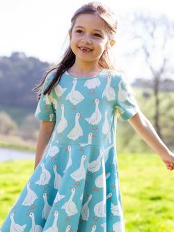 Frugi Kids' Sunshine Short Sleeve Skater Dress, Goose Gaggle - view 2, Goose Gaggle