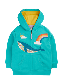 Frugi Kids' Carbis Zipped Applique Hoodie, Pacific Aqua, Pacific Aqua