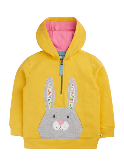 Frugi Kids' Hadley Half Zip Hoodie, Bumblebee/Rabbit, Bumblebee/Rabbit