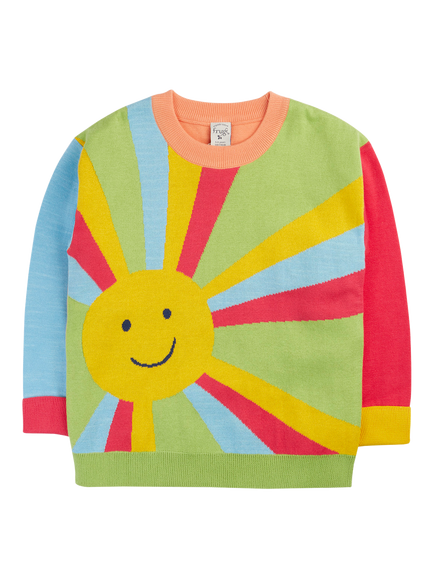 Frugi Kids' Knitted Jumper, Hotchpotch/Sun, Hotchpotch/Sun