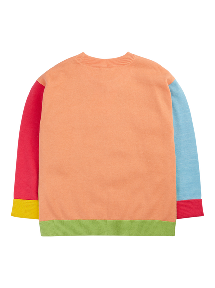 Frugi Kids' Knitted Jumper, Hotchpotch/Sun - view 2, Hotchpotch/Sun
