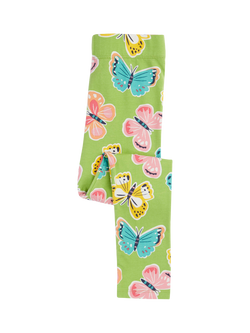 Frugi Kids' Leona Butterfly Print Leggings, Lime Flutterby, Lime Flutterby