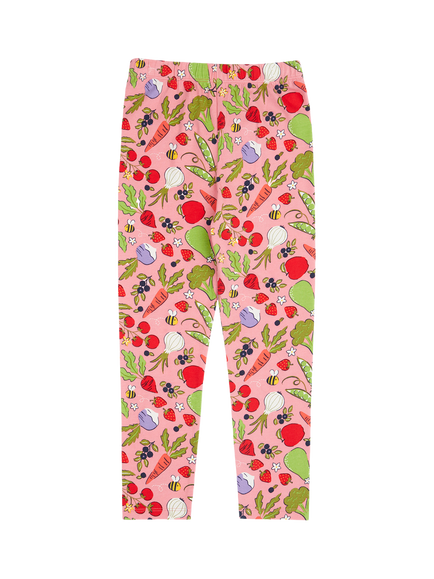 Frugi Kids' Libby Veggie Print Leggings, Grow Happiness - view 2, Grow Happiness