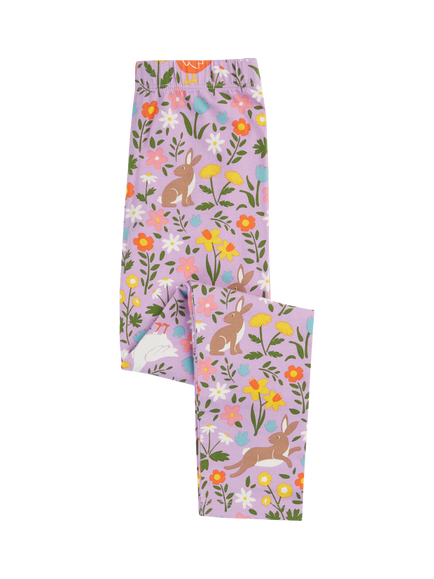 Frugi Kids' Libby Floral Print Leggings, Lupin Meadow Play, Lupin Meadow Play