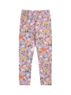 Frugi Kids' Libby Floral Print Leggings, Lupin Meadow Play - view 2, Lupin Meadow Play