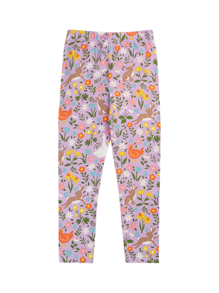 Frugi Kids' Libby Floral Print Leggings, Lupin Meadow Play - view 2, Lupin Meadow Play