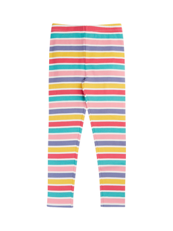 Frugi Kids' Libby Ribbed Leggings, Multi Rib Stripe - view 2, Multi Rib Stripe