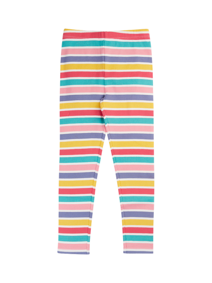 Frugi Kids' Libby Ribbed Leggings, Multi Rib Stripe - view 2, Multi Rib Stripe
