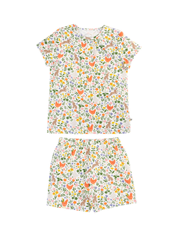 Frugi Kids' Fawn Floral Print Shortie Pyjamas, Meadow Play, Meadow Play