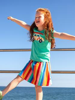 Frugi Kids' Alba Cotton Stripe Skort, Stripe - view 2, Stripe