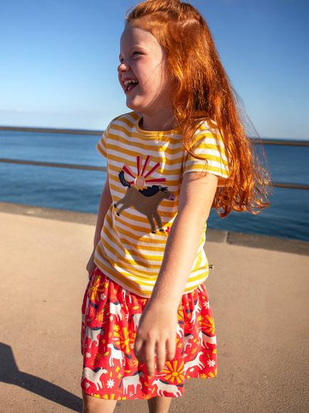 Frugi Kids' Spring Printed Skort, Sunshine Ponies - view 2, Sunshine Ponies