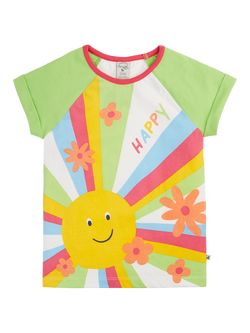 Frugi Kids' Nyomi Cotton Sun Raglan Sleeve T-Shirt, Soft White/Sun, Soft White/Sun