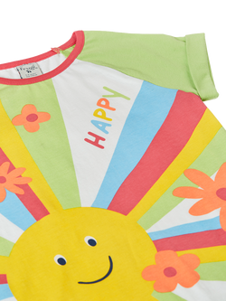 Frugi Kids' Nyomi Cotton Sun Raglan Sleeve T-Shirt, Soft White/Sun - view 2, Soft White/Sun