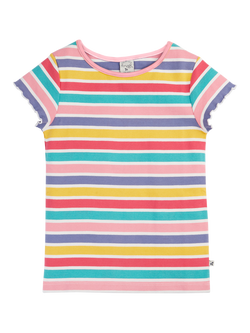 Frugi Kids' Rhian Rib Stripe T-Shirt, Multi Rib Stripe, Multi Rib Stripe