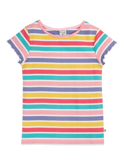 Frugi Kids' Rhian Rib Stripe T-Shirt, Multi Rib Stripe, Multi Rib Stripe