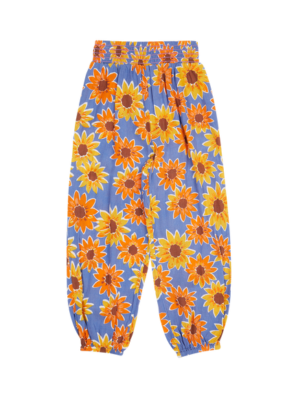 Frugi Kids' Eira Floral Harem Trousers, Sunflowers, Sunflowers