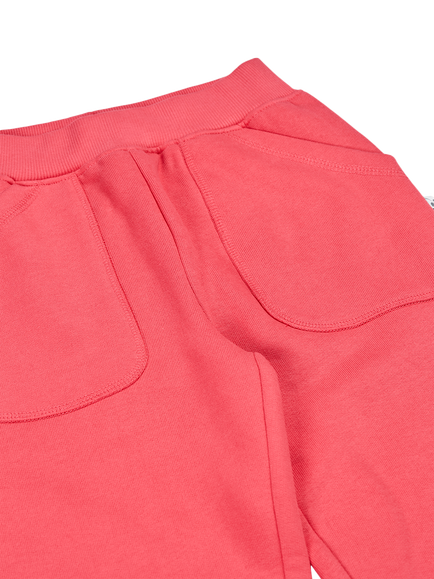 Frugi Kids' Malpas Cotton Applique Joggers, Rhubarb/Happy - view 2, Rhubarb/Happy