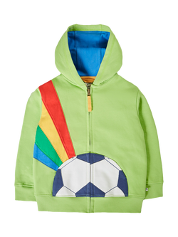 Frugi Kids' Carbis Zipped Applique Hoodie, Lime, Lime