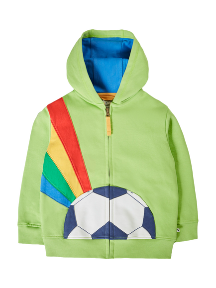 Frugi Kids' Carbis Zipped Applique Hoodie, Lime, Lime