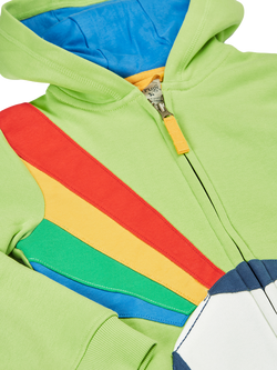 Frugi Kids' Carbis Zipped Applique Hoodie, Lime - view 2, Lime