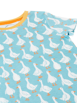 Frugi Kids' Snooze Short Pyjama Set, Goose Gaggle - view 2, Goose Gaggle