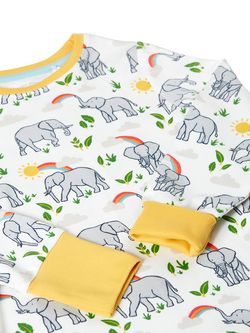 Frugi Kids' Sundown Long Sleeve Pyjama Set, Elephant Plains - view 2, Elephant Plains
