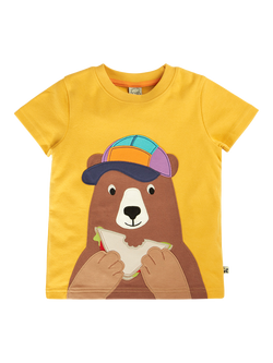 Frugi Kids' Carsen Bear T-Shirt, Yellow, Yellow