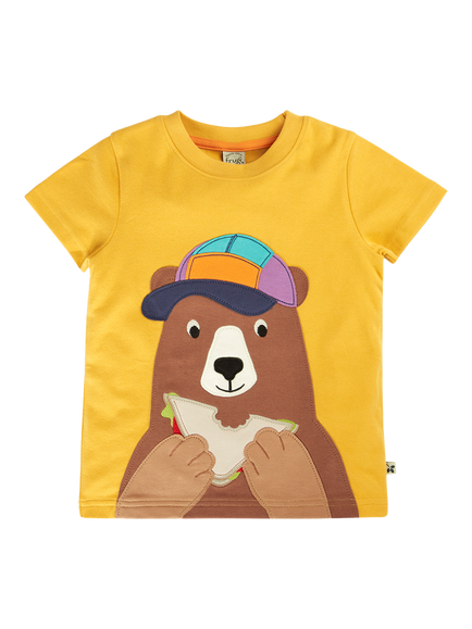 Frugi Kids' Carsen Bear T-Shirt, Yellow, Yellow