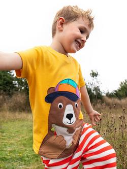 Frugi Kids' Carsen Bear T-Shirt, Yellow - view 2, Yellow