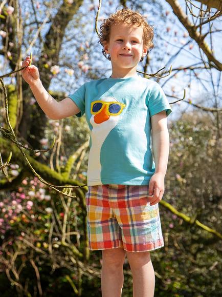 Frugi Kids' Carsen Goose T-Shirt, Lichen - view 2, Lichen