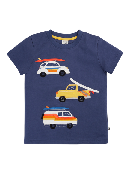 Frugi Kids' Carsen Car T-Shirt, Navy Blue, Navy Blue