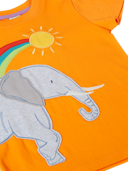 Frugi Kids' Carsen Elephant And Rainbow T-Shirt, Spark Orange - view 2, Spark Orange