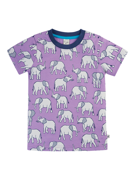 Frugi Kids' Lake Cotton Elephant T-Shirt, Elephant Parade, Elephant Parade