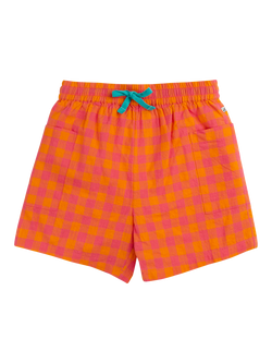 Frugi Kids' Kai Cotton Check Shorts, Spark Check, Spark Check