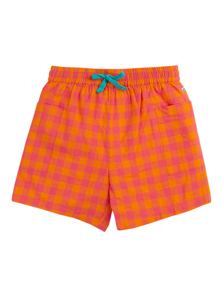 Frugi Kids' Kai Cotton Check Shorts, Spark Check, Spark Check