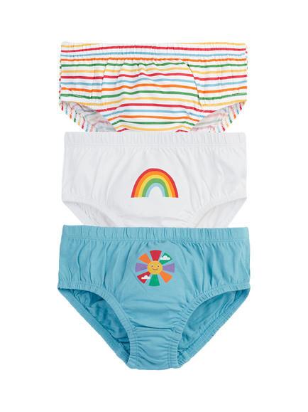 Frugi Kids' Harison Cotton Briefs, Pack of 3, Multi, Multi