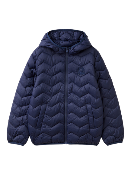 Benetton Kids' Quilted Hooded Puffer Jacket, Night Blue, Night Blue