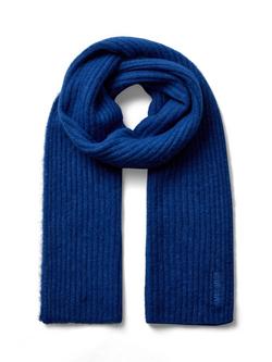 MOS MOSH Lora Ribbed Wool Rich Scarf, Blue, Blue
