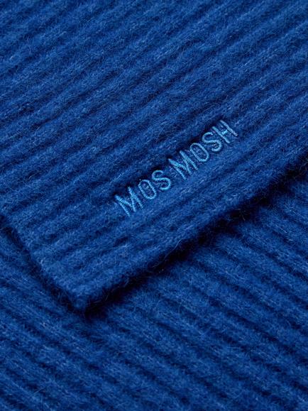 MOS MOSH Lora Ribbed Wool Rich Scarf, Blue - view 2, Blue