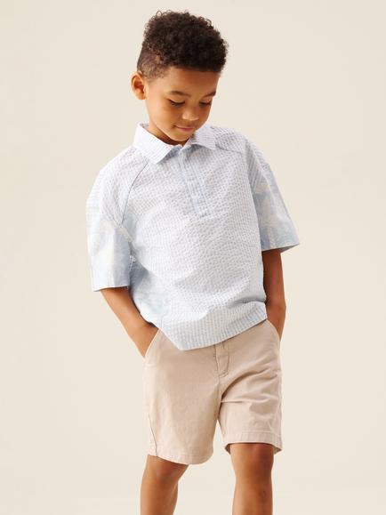 Angel & Rocket Kids' Regan Cut & Sew Stripe Palm Shirt, Blue, Blue