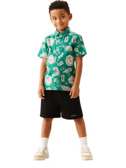 Angel & Rocket Kids' Short Sleeve City Print Shirt, Green - view 2, Green