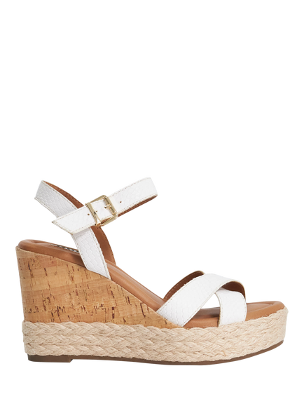 Dune London Kindest Leather Wedge Heel Strappy Sandals, White, White