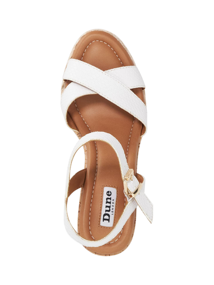 Dune London Kindest Leather Wedge Heel Strappy Sandals, White - view 2, White