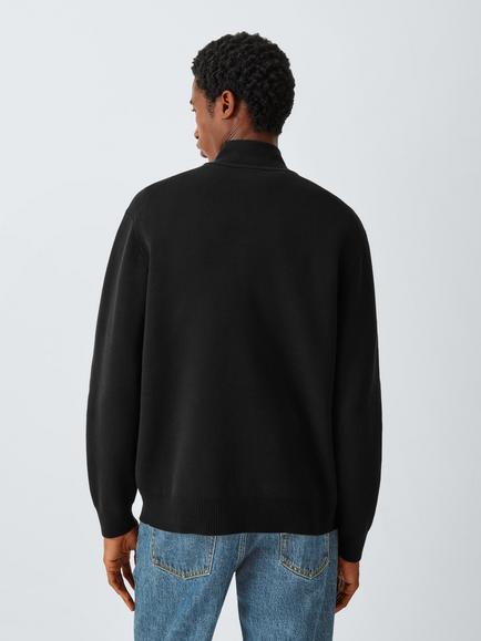 Kin Half Zip Cotton Blend Jumper, Black - view 2, Black
