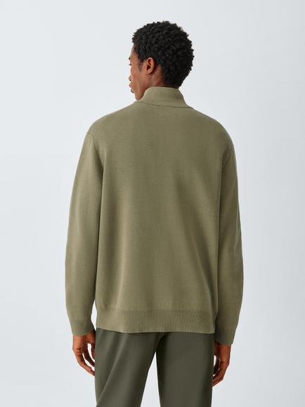Kin Half Zip Cotton Blend Jumper, Dusky Green - view 2, Dusky Green