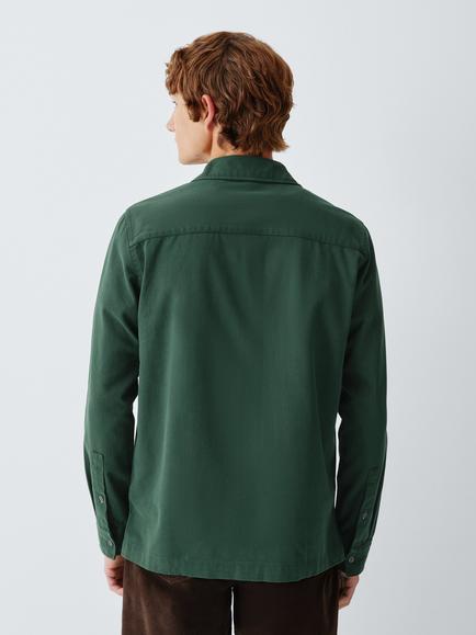 John Lewis Brushed Cotton Shirt, Darkest Spruce - view 2, Darkest Spruce