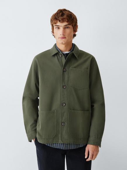 John Lewis Canvas Overshirt, Forest Night, Forest Night