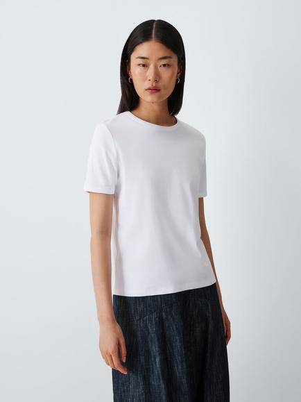 John Lewis Tipped Cotton T-Shirt, White