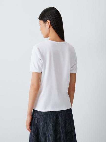 John Lewis Tipped Cotton T-Shirt - view 2, White