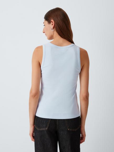 John Lewis Tipped Cotton Tank Top - view 2, Blue